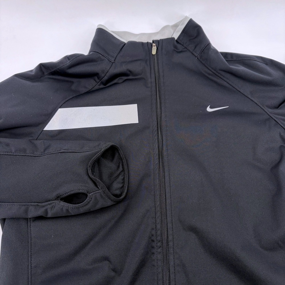 Nike Element Dri-FIT Womens Black Full Zip Running Jacket Thumbholes Size Medium